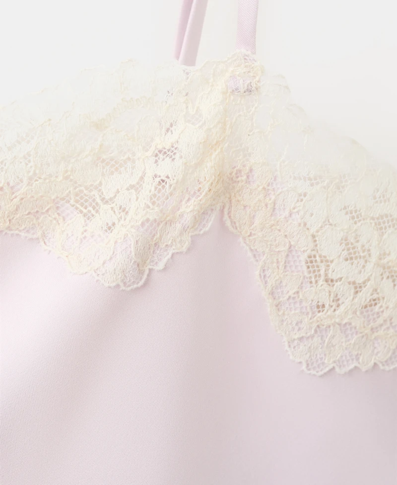 Mango Women's Lace Detail Satin Top