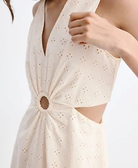Mango Women's Cutouts Openwork Cotton Dress