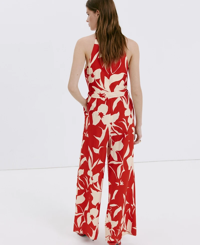 Mango Women's Belted Floral-Printed Jumpsuit