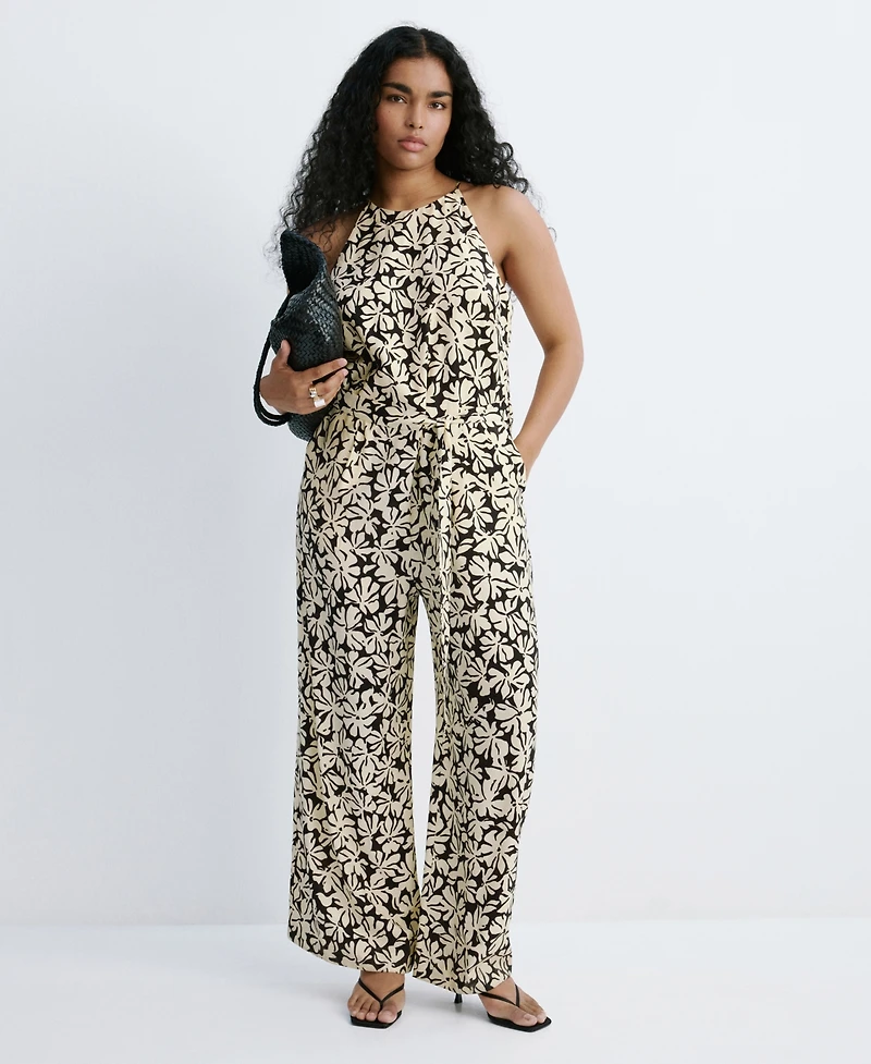 Mango Women's Belted Floral-Printed Jumpsuit