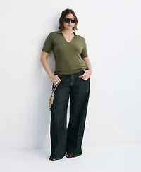 Mango Women's Fine-Knit Polo Shirt