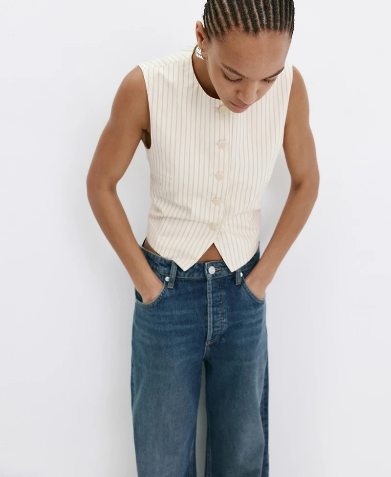 Mango Women's Pinstripe Open-Back Vest
