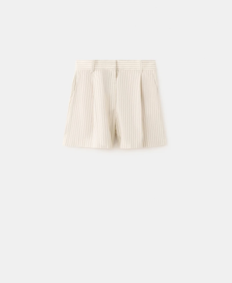 Mango Women's Pinstripe Pleated Bermuda Shorts