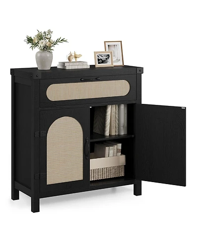 gaomon Rattan Sideboard Buffet Cabinets with Storage, Farmhouse Kitchen Accent Storage Cabinet with Drawer