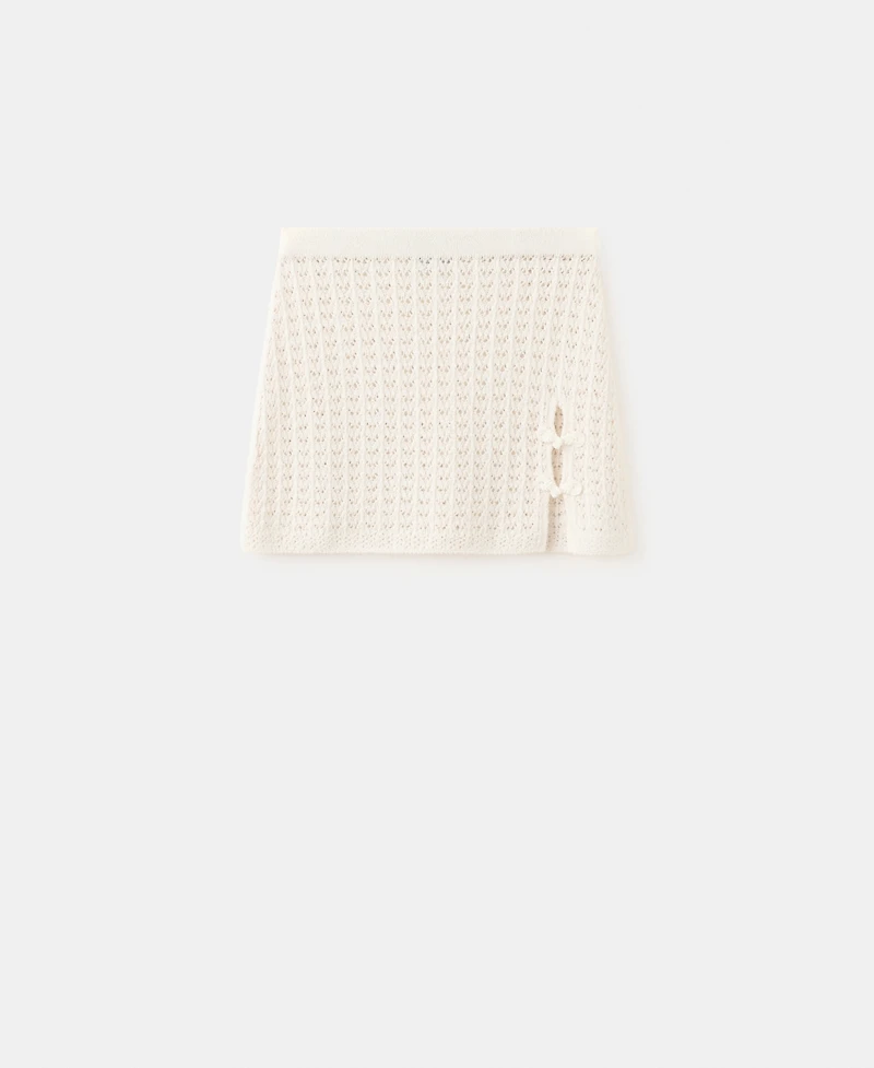 Mango Women's Short Crocheted Cotton Skirt
