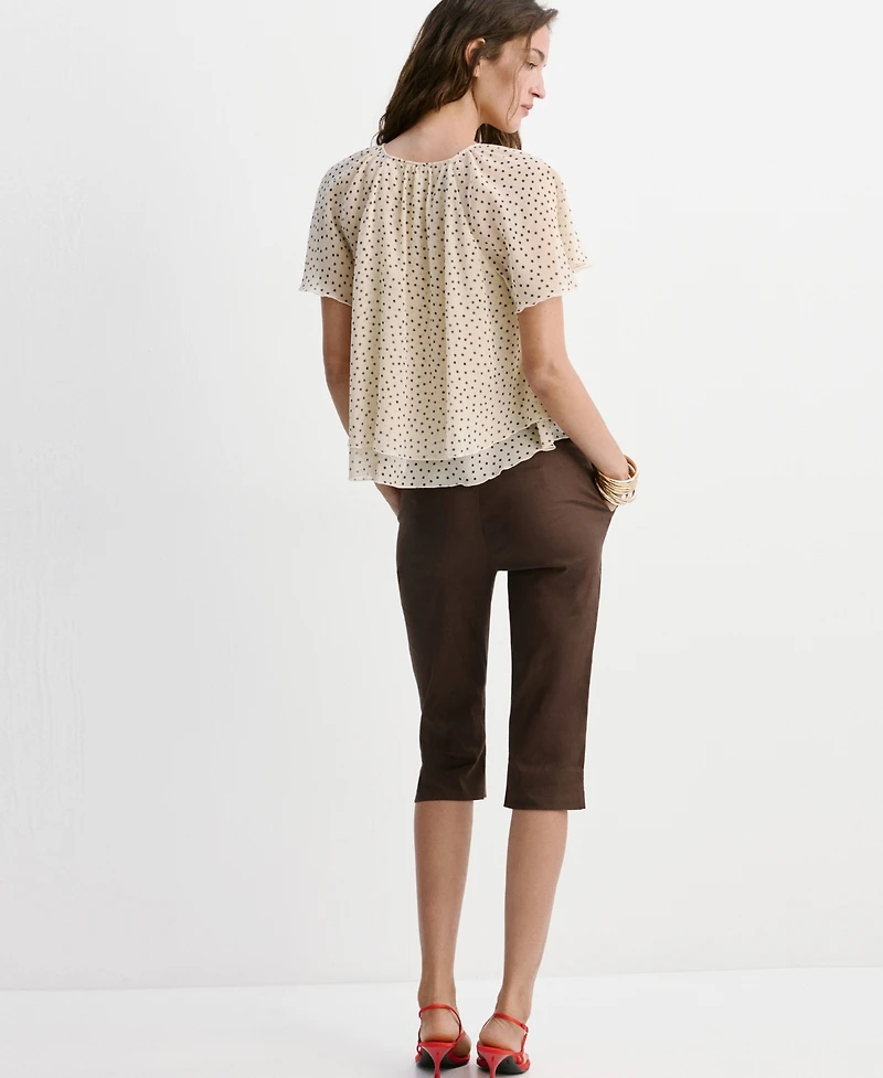 Mango Women's Bow Polka-Dot Blouse