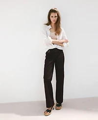 Mango Women's Belt Straight-Fit Pants