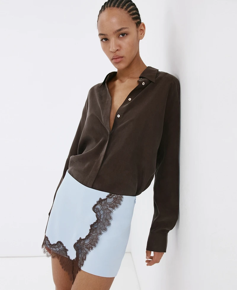 Mango Women's Lace Detail Straight Shorts