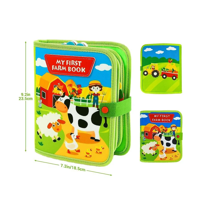 Cowin Busy Board Farm Busy Book Developing Sensory Board Montessori Toys for Toddler