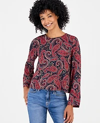 Nautica Women's Paisley Roll-Cuff Blouse