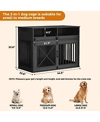 homfan Dog Crate Furniture Wooden Heavy Duty Indoor Kennel, Storage Drawers
