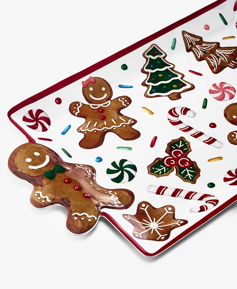 Tinsel And Frost Melamine Gingerbread Tray, Set of 2