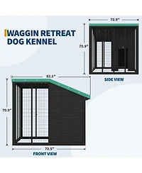 homfan Spacious Outdoor Dog Kennel, Galvanized Steel Roof, Feeding and Back Doors, Secure Lock Gate.