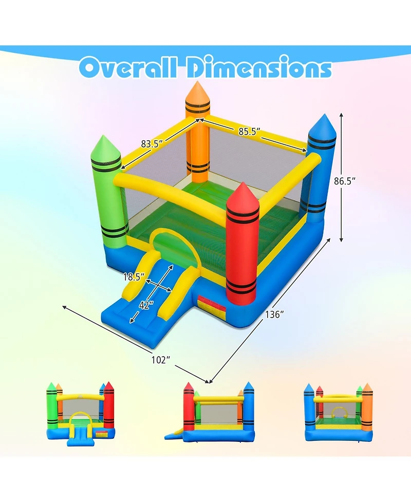 Gymax Inflatable Bounce House With Slide and Large Jumping Area 550W Blower for Backyard