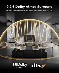Ultimea Skywave X series 9.2.6 Thx-Tuned Wireless Surround Sound System w/Dolby Atmos and Dts:X,Dual 10"Subwoofers,2000W Peak Power,8K Pass-Through