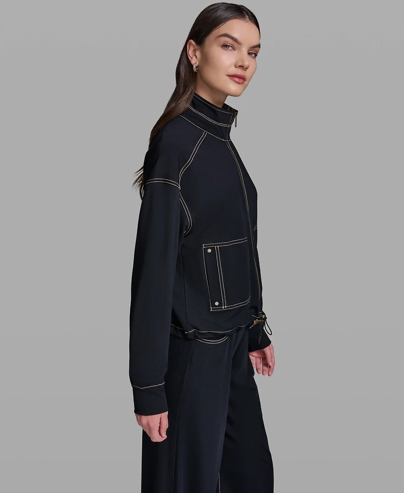 Karl Lagerfeld Paris Women's Jersey Bomber Jacket