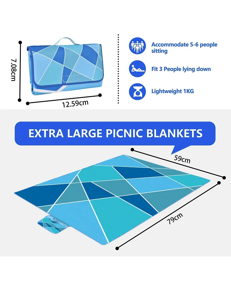 Aofar 59"x79" Picnic Blanket Waterproof Foldable Beach Mat Outdoor Camping Travel