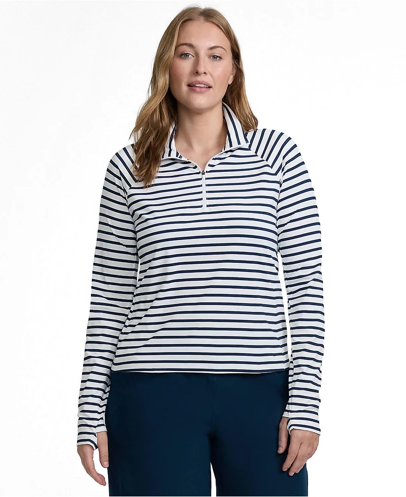Lands' End Plus SunShade Upf 50 Quarter Zip Rash Guard