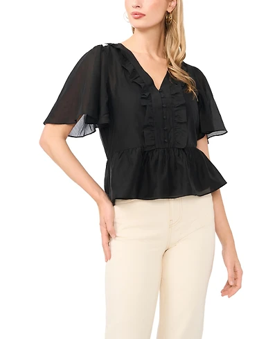 Vince Camuto Women's Flutter-Sleeve V-Neck Top
