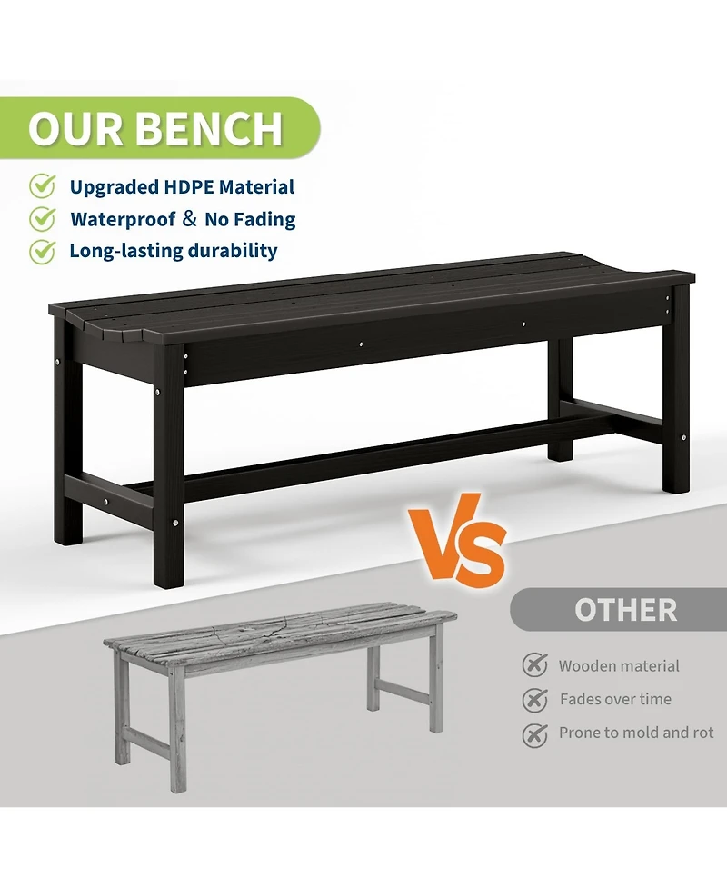 homfan Outdoor Bench with Curved Seating - Hdpe 2-Person Backless Holds up to 800 lbs, Weatherproof Garden for Porch, Patio, Park