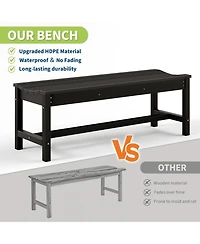 homfan Outdoor Bench with Curved Seating - Hdpe 2-Person Backless Holds up to 800 lbs, Weatherproof Garden for Porch, Patio, Park