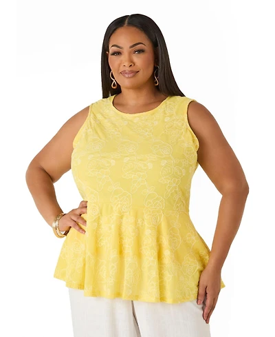 Ashley Stewart Women's Floral Embroidered Peplum Top