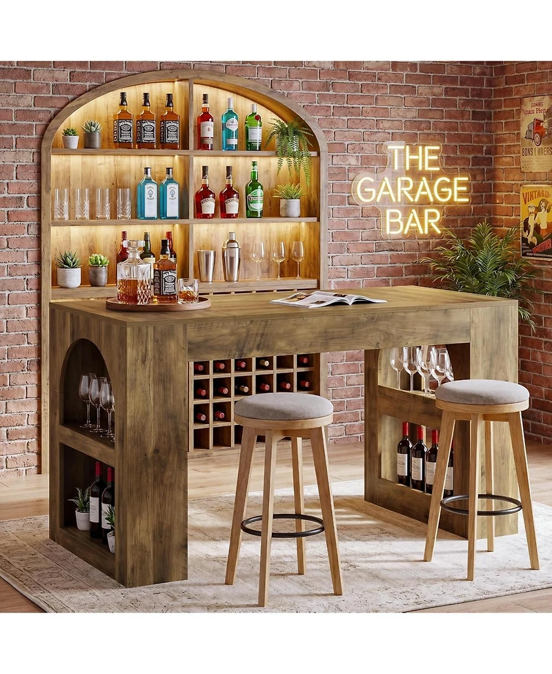 Tribesigns 63" Bar Table, Counter Height Table with Storage, Long High Top Counter Table for Kitchen, Dining Room, Home Bar