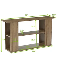 Tribesigns 63" Farmhouse Console Table, Wooden Entryway Table With 3-tier Storage Shelves For Living Room, Hallway and Foyer