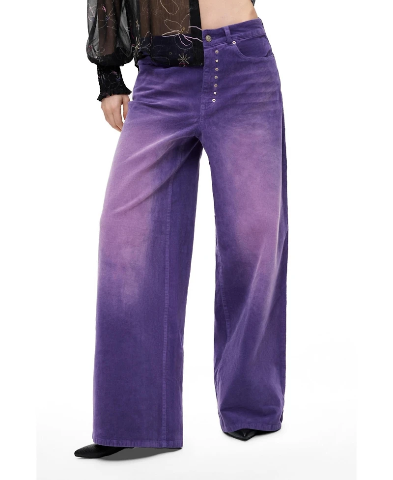 Desigual Women's Wide-Leg Corduroy Trousers