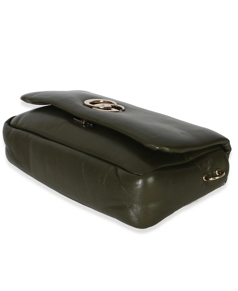 Pre-Owned Gucci Green Lambskin Gg Milano Small Top Handle Shoulder Bag