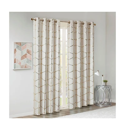 Avobird Total Blackout Metallic Print Grommet Top Curtain Panel
