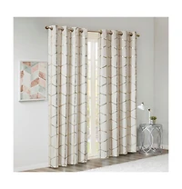 Avobird Total Blackout Metallic Print Grommet Top Curtain Panel
