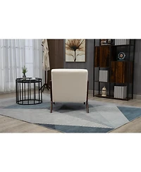 Clihome Mid Century Modern Accent Chair with Wood Frame, Upholstered Living Room Chairs with Waist Cushion, Reading Armchair