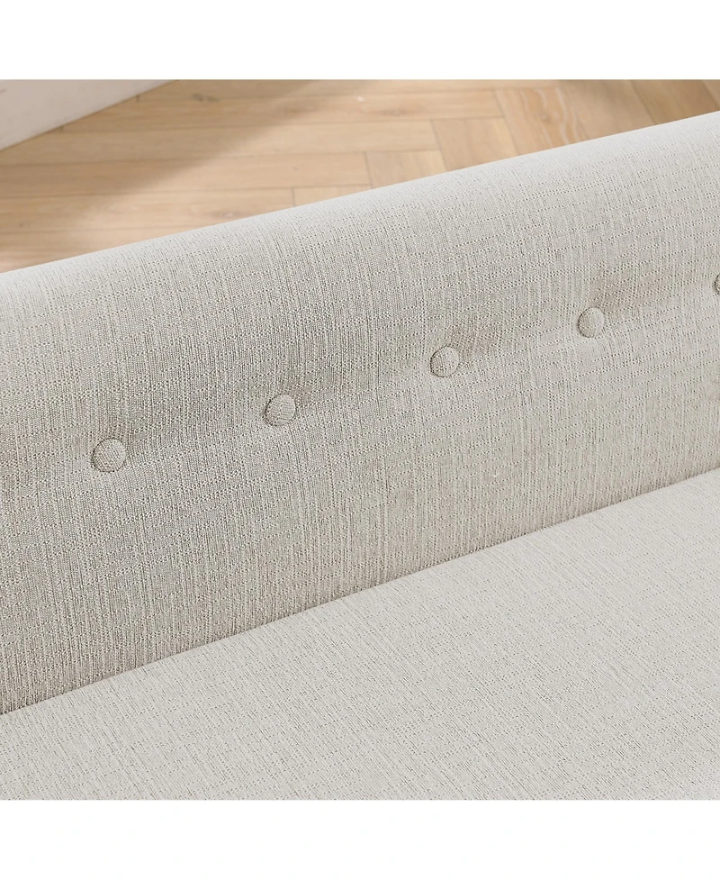 Zeny Oversized Pet Sofa, Elegant Modern Linen Fabric Elevated Dog Sofa Bed, Comfortable Rectangular Bed with Backrest