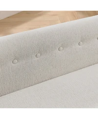 Zeny Oversized Pet Sofa, Elegant Modern Linen Fabric Elevated Dog Sofa Bed, Comfortable Rectangular Bed with Backrest