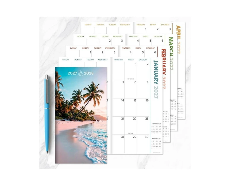Tf Publishing Paper Goods 2027-2028 Beaches Small Monthly Pocket Planner