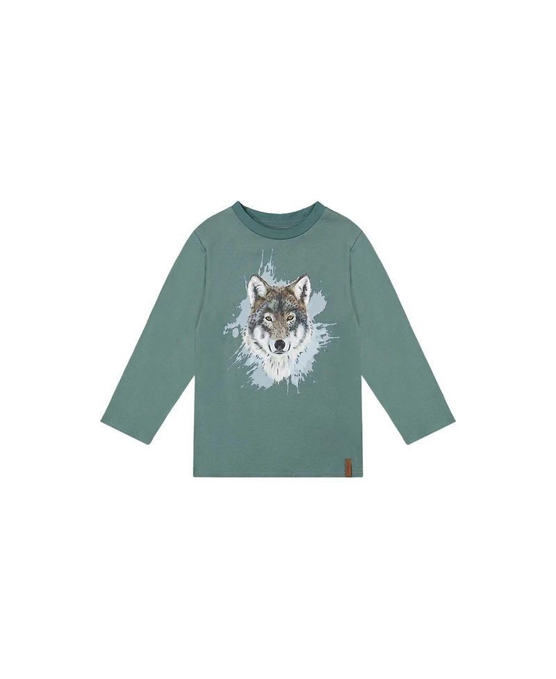 Deux par Little Boys 6- 12 Long Sleeve T-Shirt Turquoise