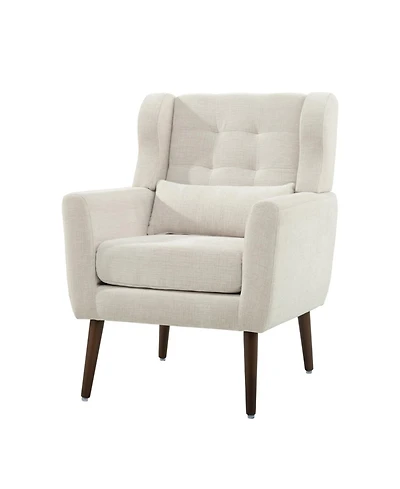 Clihome Modern Accent Chair,Chenille Arm Chairs for Living Room,Upholstered Mordern Armchair,Comfy Soft Padded Lounge Chair,Solid Wood Leg