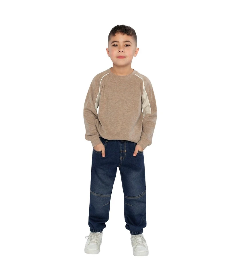 Deux par Little Boys 6-12 Brushed Jersey Top with Raglan Sleeves Taupe