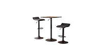 Flynama Square Adjustable Bar Table Set with 2 Swivel Stools, Gas-Lift for Modern Home