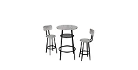 Flynama 3-Piece Round Bar Table Set with 2 Stools, Backrest and Partition, Small 2-Person Dining Set