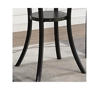 Flynama 3-Piece 36" Round Espresso Bar Table Set with 2 Tan Fabric Nail Head Stools