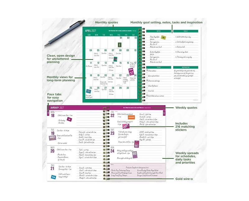 Tf Publishing Paper Goods 2027 All Week Long Medium Weekly Monthly Planner