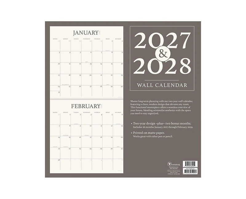 Tf Publishing Paper Goods 2027 2 Year Grid Wall Calendar