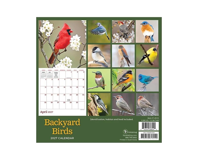 Tf Publishing Paper Goods 2027 Backyard Birds Mini Calendar