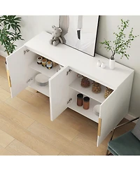 Flynama Fluted Panel Sideboard Buffet Cabinet Adjustable Shelf Home Accent Storage Cabinet