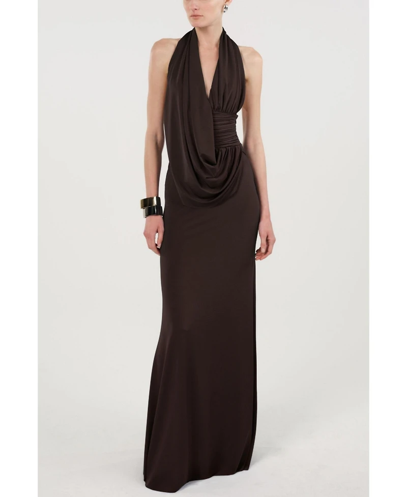 Nocturne Women's Draped Halter Neck Maxi Dress