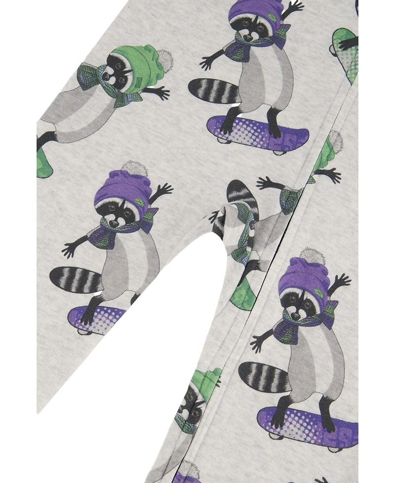 Deux par Little and Big Boy 6-12 Cotton One Piece Pajama Beige Raccoon Print