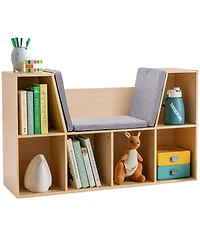 Flynama 6-Cubby Kids Bookcase with Soft Cushion Reading Nook