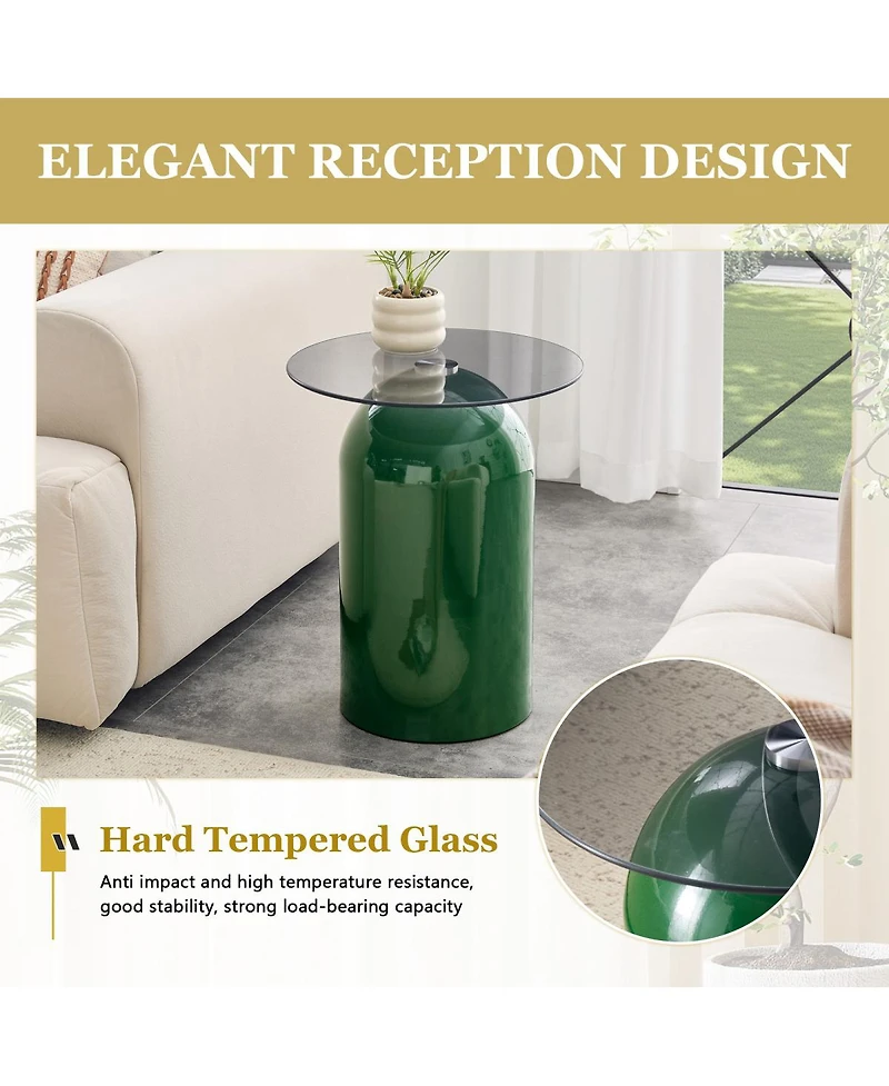 Streamdale Furniture Modern Round Tempered Glass Coffee Table 19.6'' x 15.7'' x 10.6